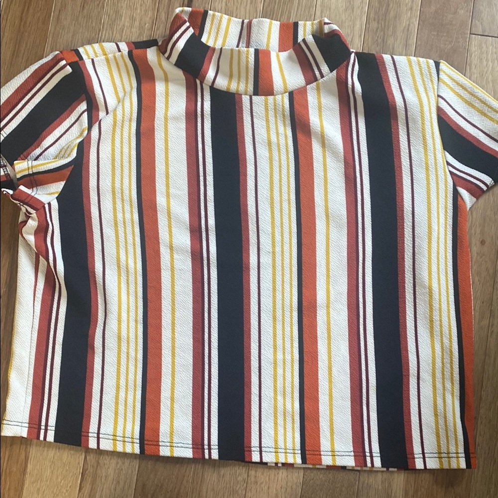 Vintage Say Anything Striped Crop Top Size XL